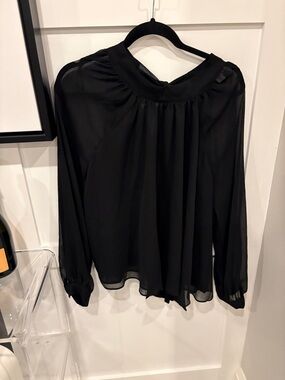 Black Sheer Long-Sleeve Women’s Top